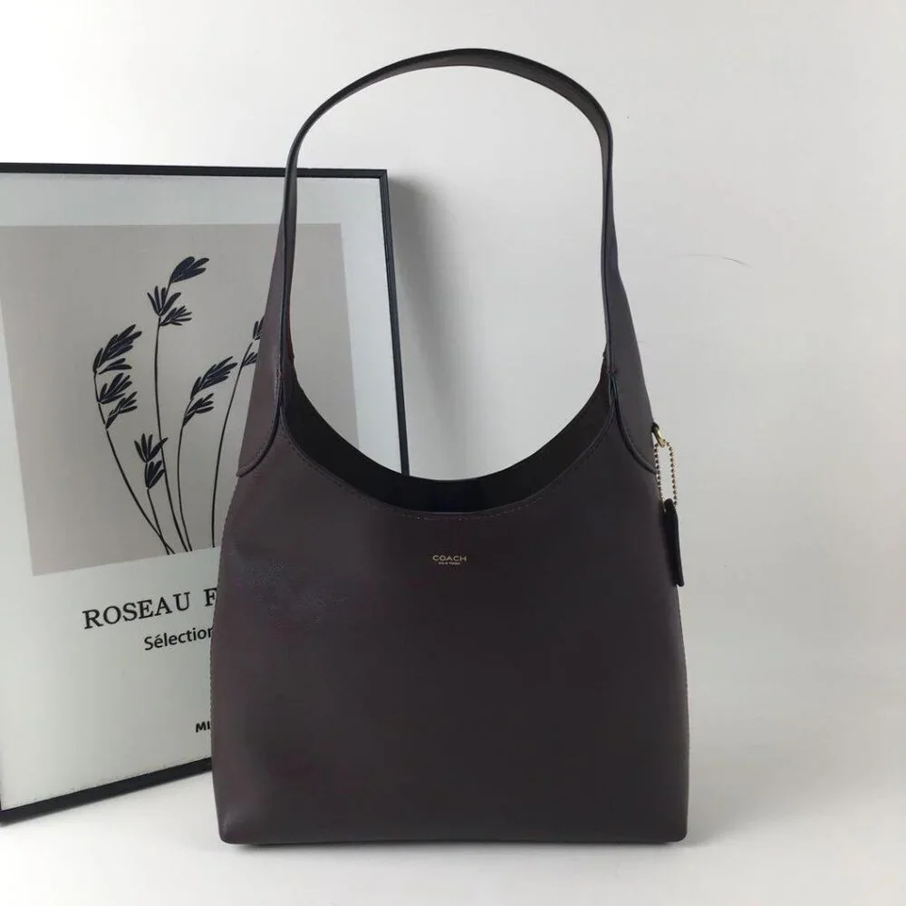 COACH Brooklyn 28 - Classic Leather Chic Tote Bag - BLACK - Picture 2 of 6